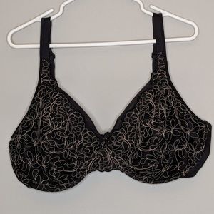 Playtex Bra Black with Gold Stitching 42D